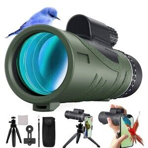 New 80x100 HD High Powered Monocular Telescope w Smartphone Adapter & Tripod